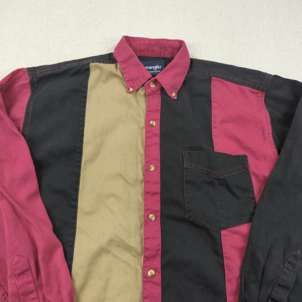Wrangler Shirt Mens Extra Large Striped Brushpopper Western Rodeo Cowboy